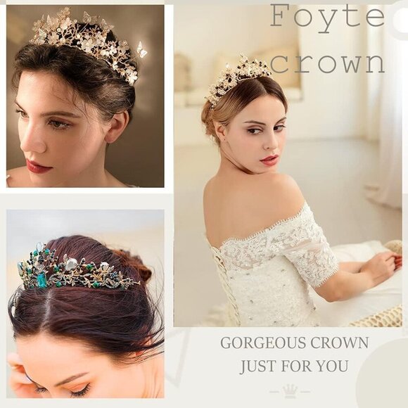 Wedding Crown Tiara Alloy Silver Gold Rhinestone Bridal Headpiece for Women main image 6